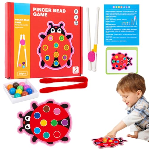 Holzperlenspiel, Holzbrettperlenspiel - Perlenbrettspiele Spielzeug,Lernspielzeug, Clip-Perlen-Puzzle, Vorschul-Lern-Farbsortier-Matching-Spiel für Kinder, Kleinkinder von Generisch