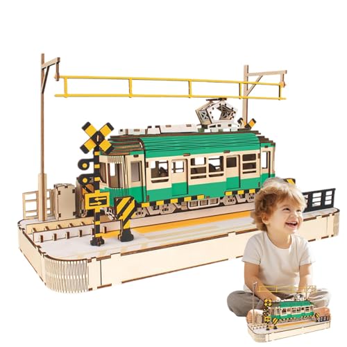 Holzpuzzle für Erwachsene, Bausatz für Straßenbahnen - Modell der klassischen Straßenbahn der Stadt, mechanische Puzzles, Feinmotorik-Spielzeug, Dekoration für das Haus der Va von Generisch