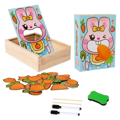 Holzpuzzles für Kinder, Holzpuzzlespielzeug, Cartoon-Kaninchen-Puzzlespiel, Indoor-Cartoon-Kaninchen-Puzzlespiel, süßes Kaninchen-Puzzlespiel für und Mädchen von Generisch