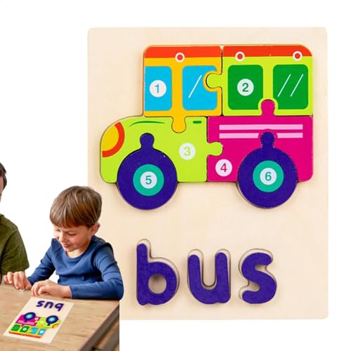 Holzpuzzles für Kleinkinder,Holzpuzzles für Kinder | -Lernrätsel für Kinder | STEM-Puzzle mit Wörtern und Formen, pädagogische Rätsel für Kleinkinder ab 3 Jahren von Generisch