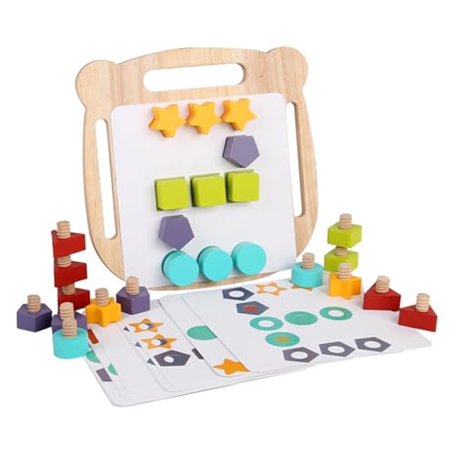 Holzschraubenblockspielzeug, Holzschrauben -Puzzlespielzeug - Holzschraubmuttern Peg Puzzle Game - Feinmotorische Fähigkeiten, Bauspiel, Farbanpassungs -Sortierbrett für frühes Lernen von Generisch