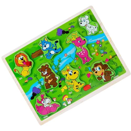Holzsteckpuzzles,Holzpuzzles,Holztier-Steckpuzzles | -Puzzles, Vorschulspielzeug, Tierpuzzles für Kinder, Jungen, Mädchen von Generisch