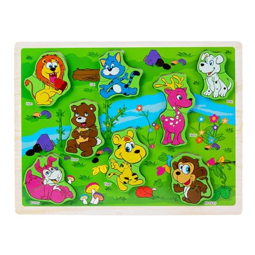 Holzsteckpuzzles,Holzpuzzles - Tiere Verkehrspuzzle für Kinder | Pädagogische Holzpuzzles, Tierpuzzles für Jungen, Mädchen, Kinder von Generisch