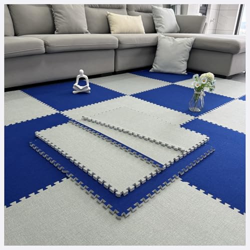 Ineinandergreifende Schaumstoff-Bodenmatte,60 cm Große Puzzle-Teppiche Spielmatte,Quadratischer DIY-Teppich,Weiche Schaumstoff-Bodenfliesen Für Die Dekoratio(Size:20pcs,Color:Light gray + navy blue) von Generisch