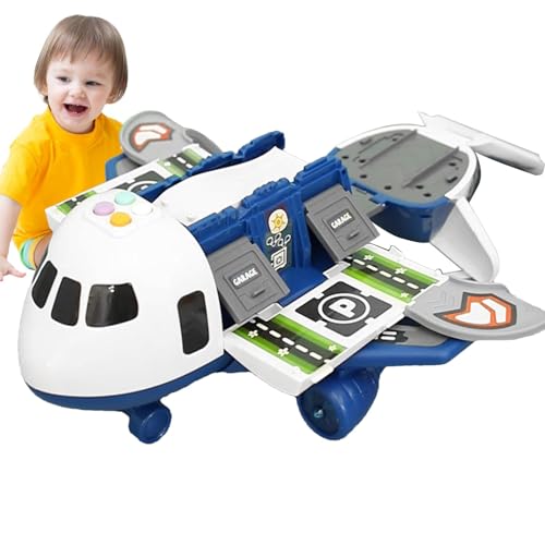 Inertial Transport Airplane Toy, Inertial Aircraft Toy, Exquisite Track Design Transport Plane Car Toys, Deformed Toy Airplane Set, Construction Engineering Car Toys, Easy to Use, Portable for Home von Generisch