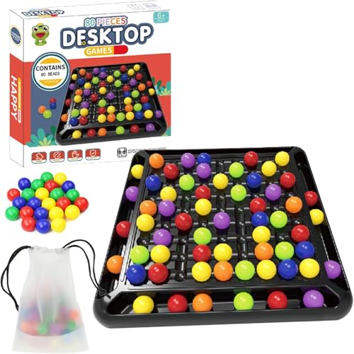 Intellektuelles Schachbrett, 241 Stück Brettspiel Kugeln, Rainbow Ball Elimination Brettspiel, Intellectual Chessboard,Familienspiele, Tabletop Familienspiele Partyspiele für Kinder (80 Stück) von Generisch