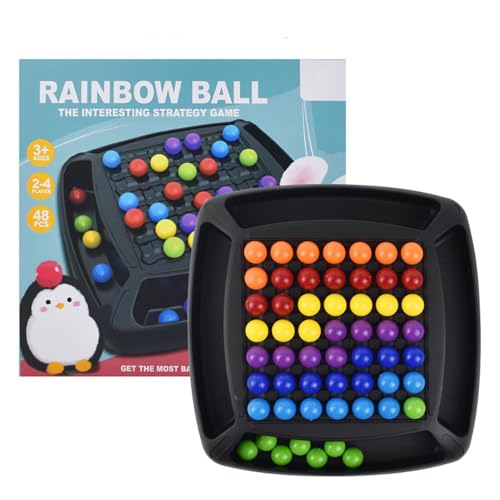 Intellektuelles Schachbrett Doppelduell, 120 Bälle Intellektuelles Schach Brettspiel Rainbow Ball, lustiges Tischstrategiespiel, Tabletop Familienspiele Partyspiele für Erwachsene Kinder (48pcs) von Generisch