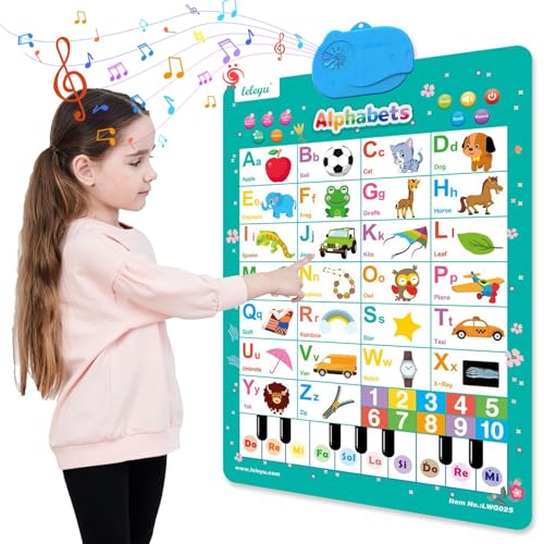 Interaktive Alphabet Wandtafel, ABC & 123 & Musik & Lernposter, Kinder Lernspielzeug Lernspielzeug Geschenk für Kleinkind Alter 2-5 Jahre alt Mädchen Jungen von Generisch