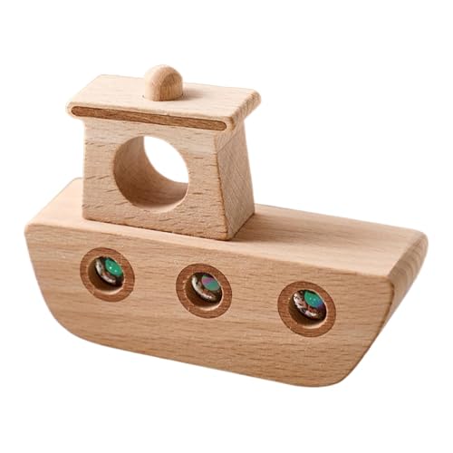 Interaktives Spielzeug für Boot mit Rollball - Holzauto 10 x 7,5 x 3 cm für Kinder | Holzschiebeauto mit rollendem Ball, Motorikspielzeug für Kinder, aktiv von Generisch