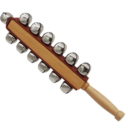 Jingle Bell Instrument, Handglocken aus Holz - Musikalische Perkussionsglocken | 13 Bell Stick Musical Percussion, hölzerne Shaker Jingle Bells für die Weihnachtsdekoration im Ferienhaus von Generisch