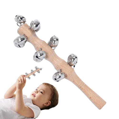 Jingle Stick, hölzerne Jingle Handglocken - Musikinstrument Percussion Shaker Rassel - Schlitten Jingler Bell Stick für Bühnenaufführung Geburtstagstanzkonzerte von Generisch