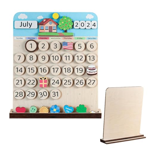 Kalendertafel mit magnetischen Zahlen, magnetischer Kinderkalender,Kinderkalender mit Holzzahlen - Magnetische Zahlen und Monatsetiketten für Kinder, Kinder von Generisch