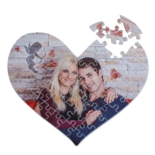 Kartonpuzzle Herz 63 Teile - personalisierbares Puzzle mit Bild - Valentinstagsgeschenk - 200 x 250 mm, 2mm stark, seidenglänzend, Wunschfoto von Generisch