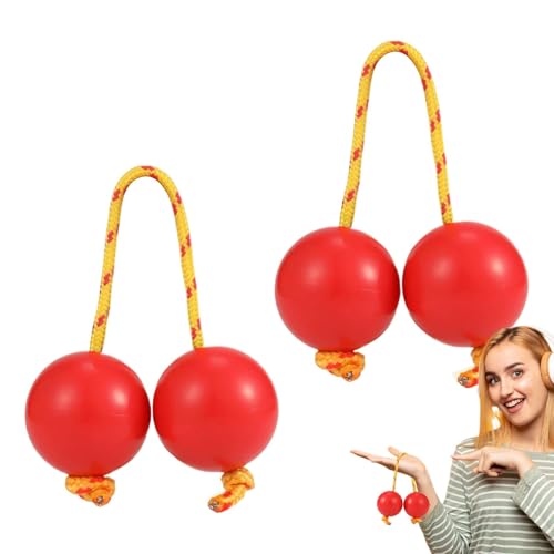 Kashaka Shaker Ball, afrikanischer Shaker Rassel Musikinstrument – 2 Paar rhythmische Musik-Ei, ABS-Handpercussion-Instrumente, Doppelkürbis für Kinder und Erwachsene von Generisch