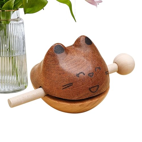 Katze Holzfisch, Tempelblöcke Instrument,Katzenfigur Stressabbau Holzfisch - Kreative niedliche lustige Musikinstrument-Desktop-Ornament für Zuhause von Generisch