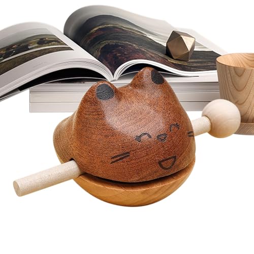 Katze Holzfisch, Tempelblöcke Instrument | Stress Relief Holz Fisch Figur Schlaginstrument | Niedliche lustige Musikinstrument-Desktop-Ornament für den Desktop von Generisch