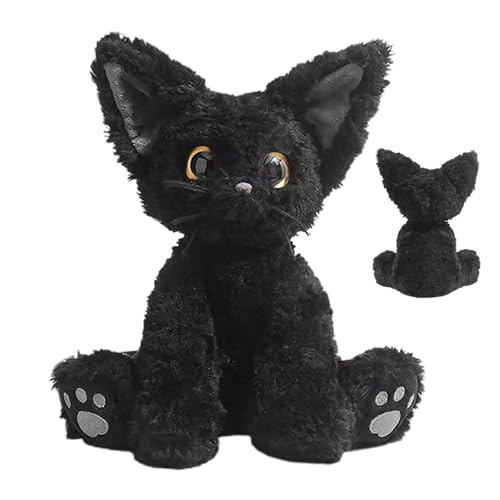 Katze Kuscheltier, Schwarze Katzenpuppe 30 cm Großes Schwarze Katze Plüschtier Katze Stofftierpuppe Süßes Katze Spielzeug Geschenk Für Kinder von Generisch