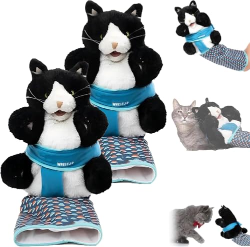 Katzen Puppet Wrestler, Katze Wrestling Spielzeug Puppet, Katze Hand Puppet Ringen, Interaktive Handpuppe mit robuster Polsterung, Langlebiges Plüsch Stofftier Spielzeug (2 Stück) von Generisch