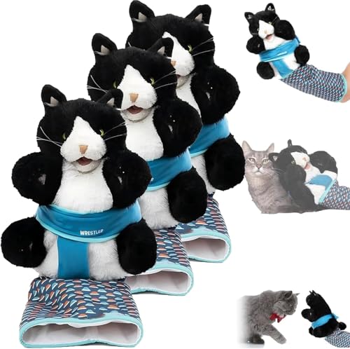 Katzen Puppet Wrestler, Katze Wrestling Spielzeug Puppet, Katze Hand Puppet Ringen, Interaktive Handpuppe mit robuster Polsterung, Langlebiges Plüsch Stofftier Spielzeug (3 Stück) von Generisch