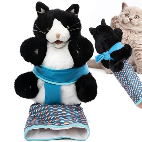 Katzenpuppe Wrestler, Katze Wrestling Spielzeug Puppe, Wrestling Handschuh mit Stabiler Polsterung, Katzen Interaktive Handpuppen Plüschtier, Langeweile Langlebiges Plüsch Stofftier Spielzeug für von Generisch