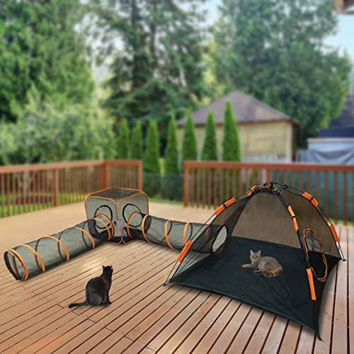 Katzentunnel Freilaufgehege Pop Up Laufstall für Katzen, Kaninchen, Frettchen - Indoor/Outdoor Katzenhaus und Zelt - Ideal für Outdoor-Abenteuer - Tragbar und einfach einzurichten von Generisch