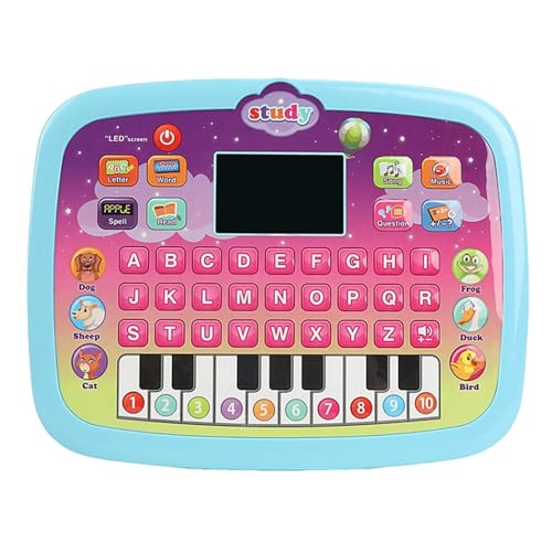 Kid Pretend Play Laptop | Miniatur-Laptop-Computer-Tablet-Spielzeug - Singen und Lernen Laptop-Spielzeug mit Lichtern, Geräuschen und Musik fördert die Buchstaben-, Zahlen-, Formen- und Tiererkennung von Generisch