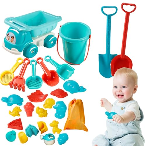 Kids Beach Toys, Strandspielzeug - 29 Stück Gebäude Kit - Tragbarer Eimer, Schaufeln, Rechen, Sifter, Formen, Bewässerung, Lagerbeutel für Kinder im Alter von 3 bis 10 Jahren von Generisch