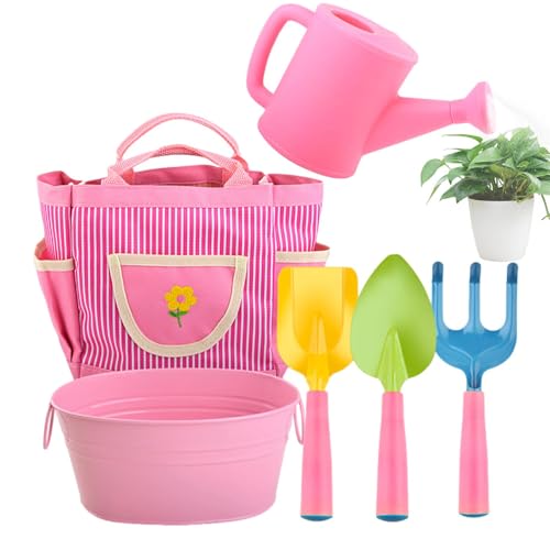 Kids Gardening Set, Kids Gardening Tool Set, 6X kreatives Denken Gartenset, Safe Gartenwerkzeuge Schaufel Rake mit Einkaufstasche für Kinder im Alter von mehr als 3 Jahren von Generisch