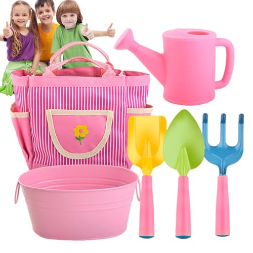 Kids Gardening Set, Kids Gardening Tool Set - 6X Gartenwerkzeuge für Kinder mit Bewässerung dose - Safe Gartenwerkzeuge Schaufel Rake mit Einkaufstasche für Kinder im Alter von mehr als 3 Jahren von Generisch