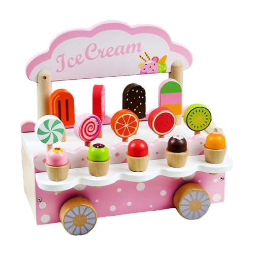 Kids Ice Cream Toy, Pretend Play Set, Pretend Kitchen Toys, Ice Cream Shop Playset Wooden, Pretend Play Kitchen Toy, Kids Role-Playing Toys, Educational Role-Playing Kitchen for Early Education von Generisch