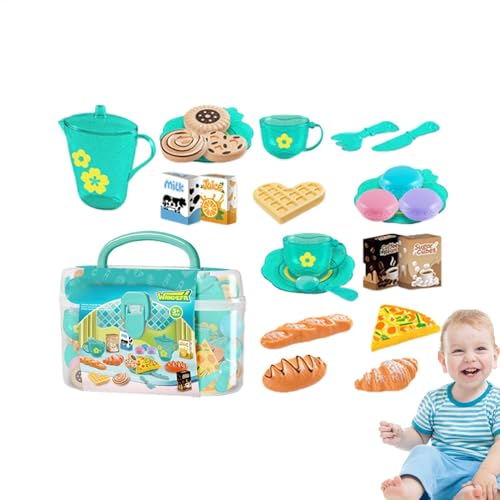 Kids Kitchen Playset, Toddler Cooking Set with Toy Food, 19.5x12.5x11.5cm/7.68x4.92x4.53 Inches Portable Food Playset with Storage Case for Home, Daycare Abs von Generisch