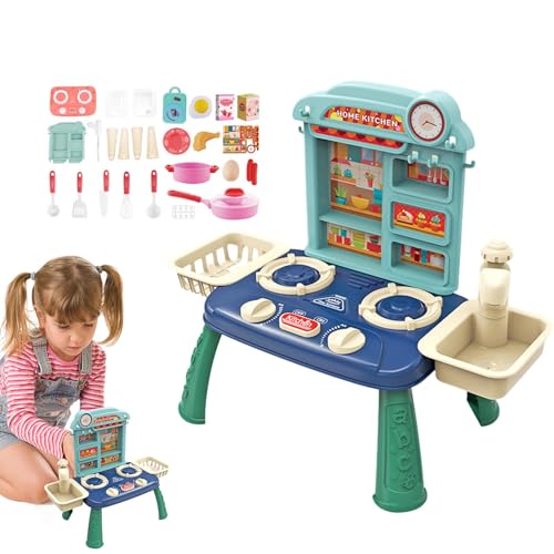 Kids Kitchen Set, Wooden Kitchen Set, Kitchen Play Set Kids, Pretend Play Stove Cookware Accessories, Interactive and Realistic Kitchen Toys, Food Cooking Toys Learning for Kids von Generisch