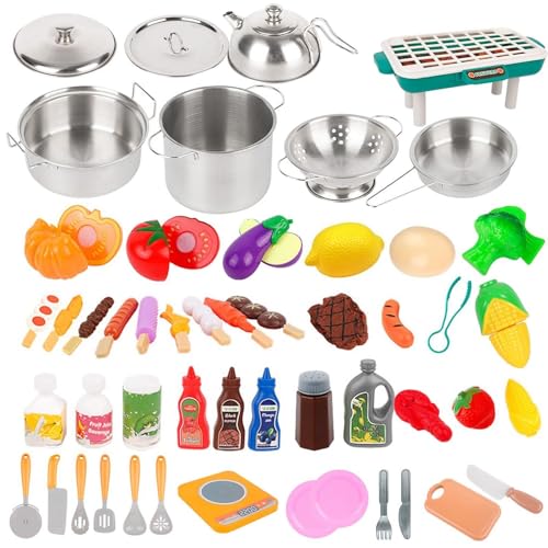 Kids Kitchen Toy, Kleinkindkochset, Spielset Spielen, Töpfe und Pfannenspielzeug, kulinarische Fähigkeitenentwicklung, sicheres Spielerlebnis 15cmx5,9 Zoll/1,8 cmx7.08in für Kinder und Kochen von Generisch