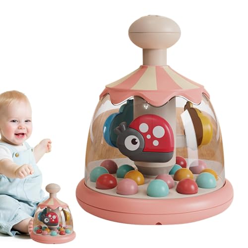 Kids Press Carousel Toy, Colorful Push and Spin Rotating Toy, Interactive Learning and Development Toy with Sound, Musical Toy for Improving Hand Strength and Coordination von Generisch