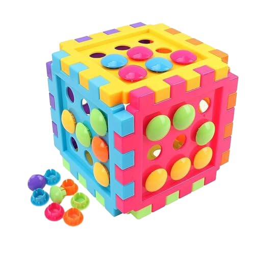 Kids Puzzle Toy, Puzzle Games, Pegboard Toy, Educational Toys for Kids, Mushroom Nails Puzzle Game for Kids, Early Learning Educational Toy, 5.91 Inch Cube Assembling Game for Birthday and Holiday Fun von Generisch