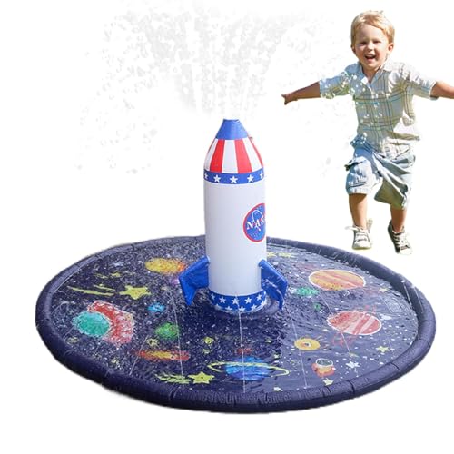 Kids Sprinkler Splash Pad, Inflatable Outdoor Water Pad, Non-Slip Rocket Ship Design, Sprinkler Boys and Girls, Ideal for Backyard Enjoying Plaything Children von Generisch