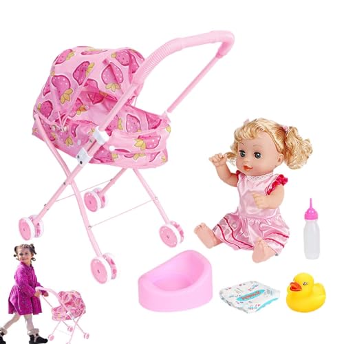 Kids Stroller For Dolls - Pretend Play Doll Play Set | Realistic And Compact Kids Doll Accessories With Stroller | Stroller For Dolls | Kids Doll Stroller Pretend Play Set | Realistic And Compact Kids von Generisch