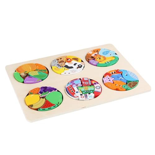 Kids Wooden Puzzles, Animal Fruit Wooden Puzzles for Children 30x22.5x0.8cm, Colorful Preschool Educational Brain Teaser Boards, Fun Mind Games for Boys and Girls, Learning Tool von Generisch