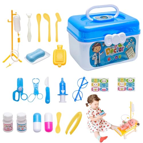 Kinder Arzt Spielset,23 stücke Spielhaus Spielzeug Arzt Set Stethoskop Kinder Spielhaus Aufbewahrungsbox | Pädagogisches Spielzeug-Doktor-Spielset, Rollenspiel-Spielzeug-Doktor-Spielset für Mädchen ab Kinder Arzt Spielset,23 stücke Spielhaus Spielzeug Arzt Set Stethoskop Kinder Spielhaus Aufbewahrungsbox | Pädagogisches Spielzeug-Doktor-Spielset, Rollenspiel-Spielzeug-Doktor-Spielset für Mädchen ab von Generisch