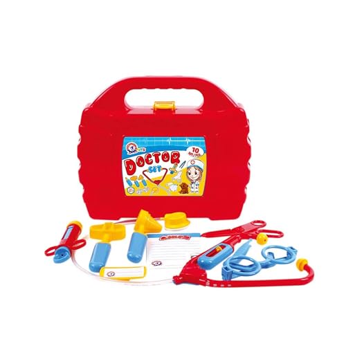 Kinder Arztkoffer Spielzeug Set – 10-teiliges Arzt Set für Rollenspiele, mit Namensschild und Zubehör – Medizinischer Doktorkoffer für kleine Nachwuchsmediziner, 27x7x21,5 cm von Generisch