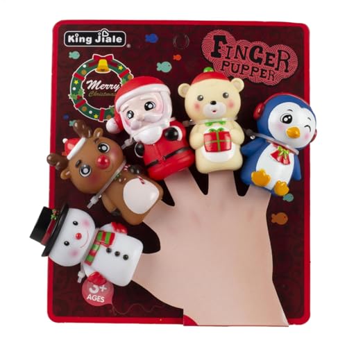 Kinder-Fingerpuppe, Fingerpuppen-Spielzeug - 5X Weihnachts-Fingerpuppenfiguren - Cartoon-Fingerpuppenfiguren, Weihnachtsmann- -Spielzeitpuppenspielzeug zum Spielen und Unterrichten von Generisch