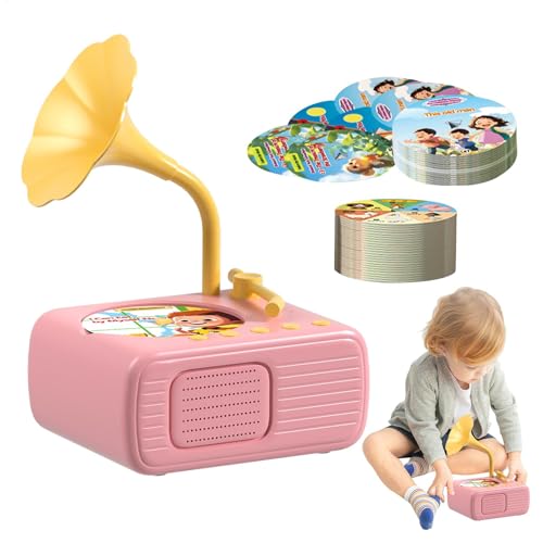 Kinder-Grammophon 96 Karten, Kleinkind-Grammophon-Lernspielzeug - Spielzeug-Musikplayer für Kleinkinder,Kinder-Geschichten- und Musik-Player, interaktives Lernspielzeug für Mädchen, , Familie von Generisch