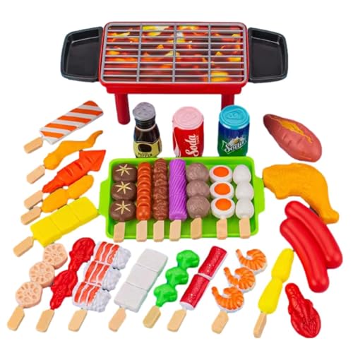 Kinder-Grillspielzeug-Set – Langlebiges Lebensmittel-Grill-Spielset | Tragbares Grillspielzeug-Set, Rollenspiel, Kochspielset, Interaktives Spielzeug, Gefälschtes Lebensmittelzubehör Zum Rollenspiel, von Generisch