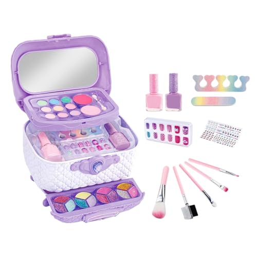 Kinder-Make-up-Set, Make-up-Set für Kinder | Waschbares Spielzeug-Make-up-Set,Prinzessinnen-Puppen, Anziehspielzeug, niedliches -Kosmetik-Set, Nagelkunst-Zubehör für Kinder, Teenager, Mädchen, Alter 4 von Generisch