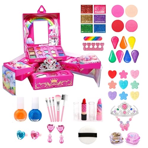 Kinder-Make-up-Set, Spielzeug für Mädchen, waschbares Make-up für kleine Mädchen | -Spielzeug für Mädchen, waschbare echte Kosmetik-Sets | Anziehset, echtes Make-up für 3-12-jährige Mädchen, von Generisch