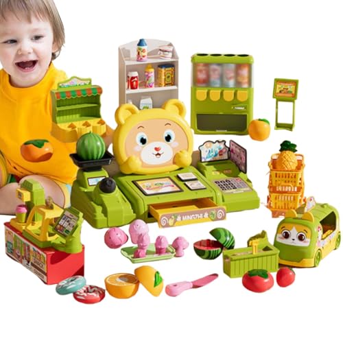 Kinder-Registrierkasse, Registrierkasse für Kinder, Kreatives gefälschtes Registrierkassen-Spielset, Pretend Play Shopping Food Toys Lustiges Kleinkind-Register-Spielset für den Kindergarten zu Hause von Generisch