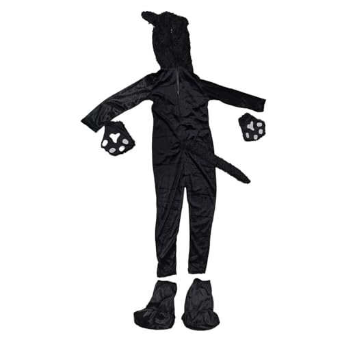 Kinder Tier Katze Faschingskostüm, Uni Kinder Fleece Tier Onesie Kostüme Jumpsuit Cosplay Einteiler Kostüm Perfekt für Tiermotto-Partys, Verkleidungen, Karneval, Halloween, Events von Generisch