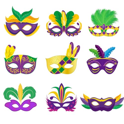 Kinderparty Geschenke Brillen, Maskerade, Damenbrillen, Karnevalsbrillen, Kostüm-Partyzubehör, Feder-Mardi-Dekorationen Poesie Bilder (Green, One Size) von Generisch