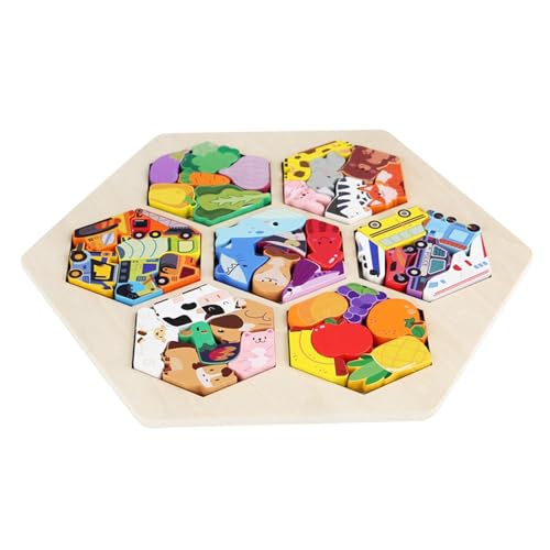 Kinderrätsel, Holzrätsel, Animal Building Block Rätsel, Bunte Bildungsblöcke Mind Games, Osterkorb Stuffers für Home Party Supplies von Generisch