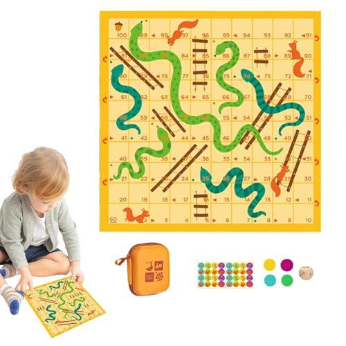 Kinderschach -Set, Kinderschachspiel, 2-in-1-Brettspiel-Schach-Set mit Speicherhülle, Interaktive Lernaktivitäten Kinderspielzeug, tragbares Schachbrett für Familienversammlungen von Generisch